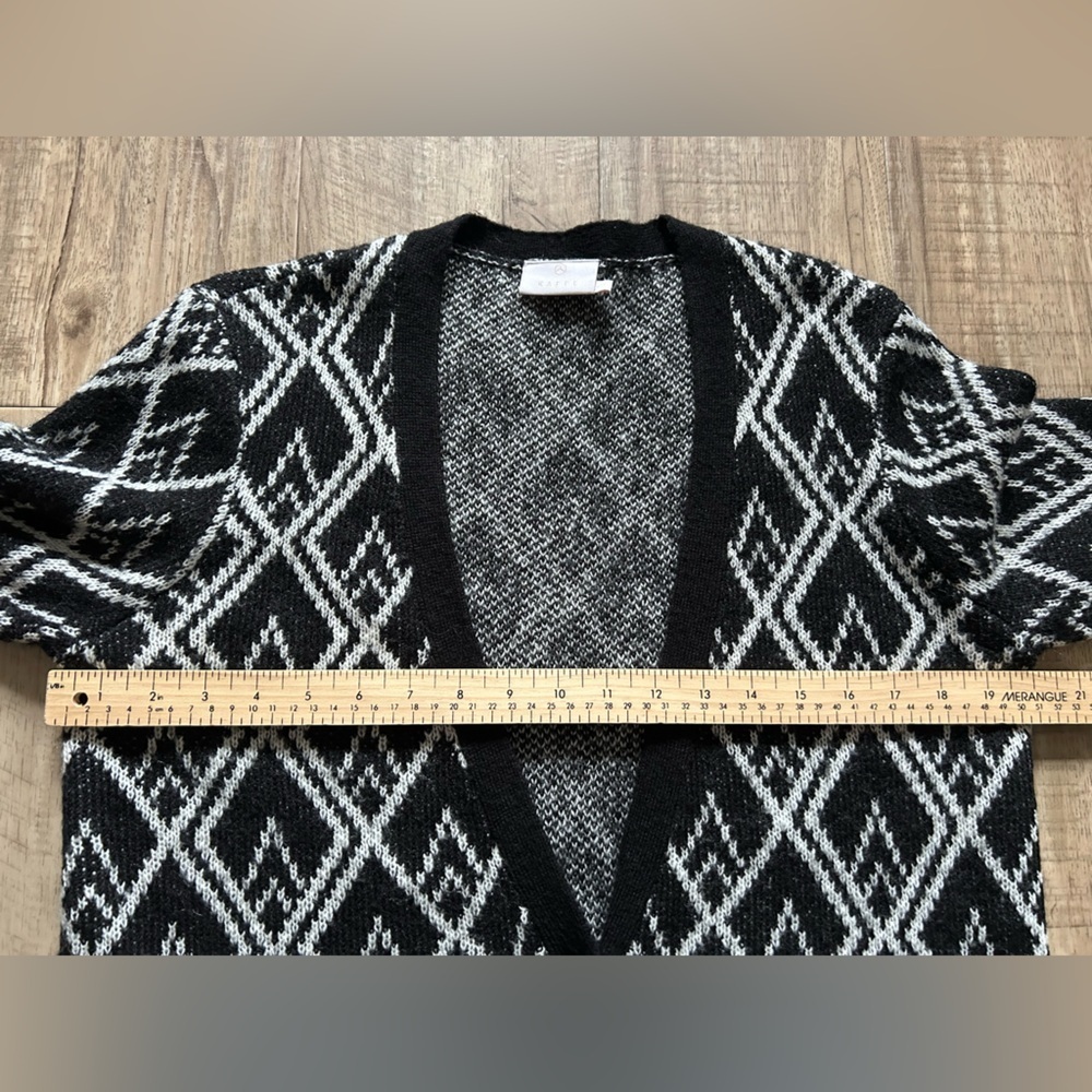 Wool blend Kaffe Black and White Diamond Pattern single button Cardigan classic - Picture 8 of 9